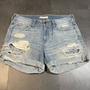 Abercrombie & Fitch Light Blue Distressed Denim Shorts